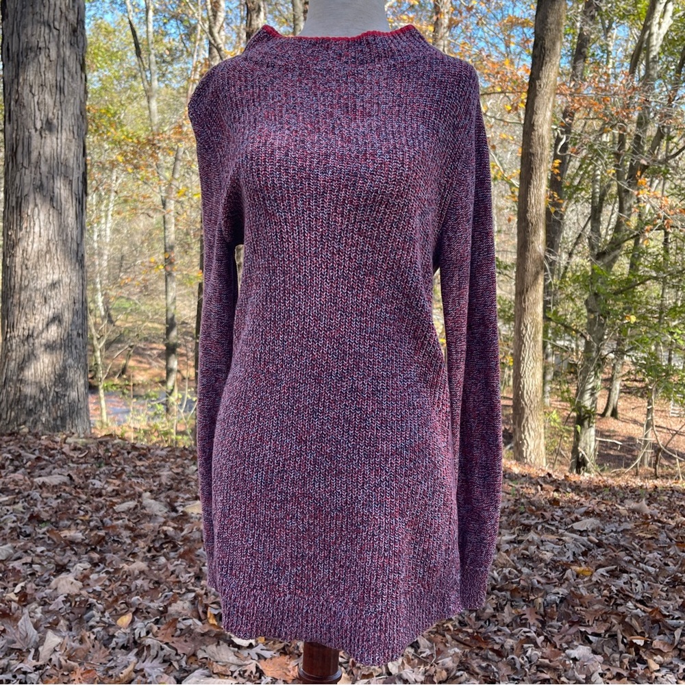 Loft Outlet Red Knit Longline Split Hem Sweater Small